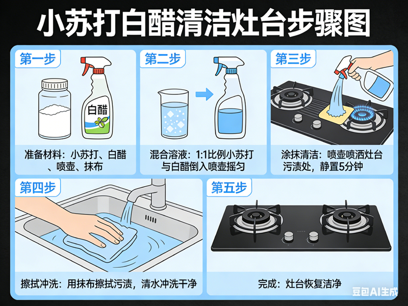 小苏打+白醋去灶台油污