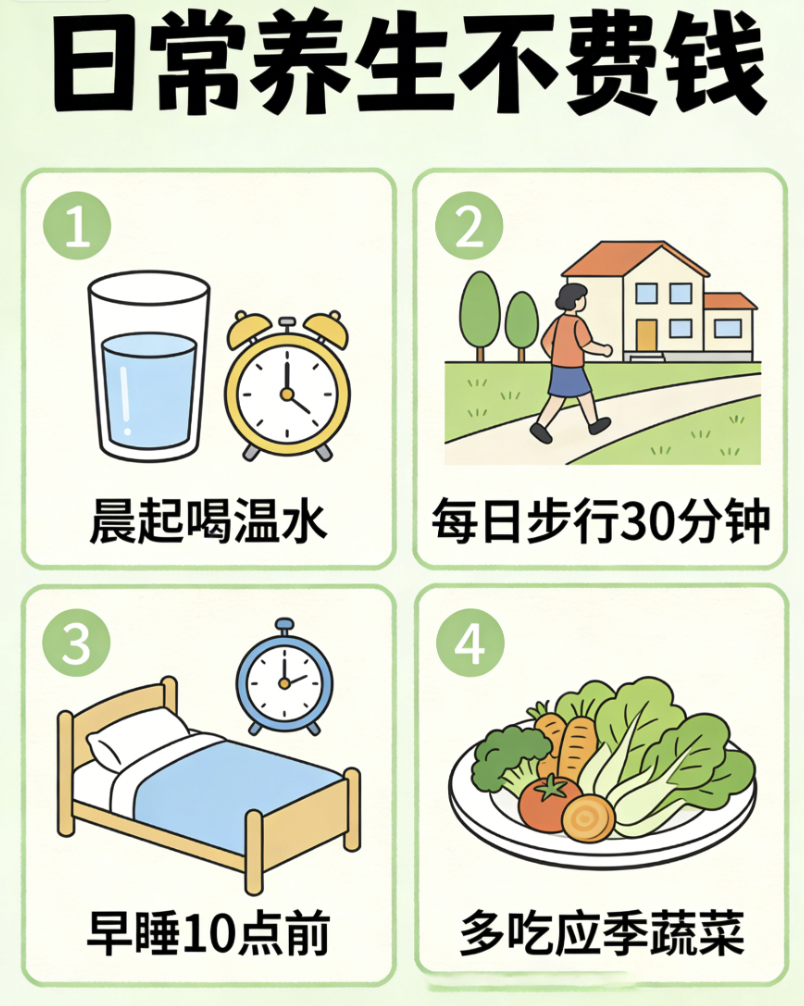 日常养生不费钱！4个核心维度，普
